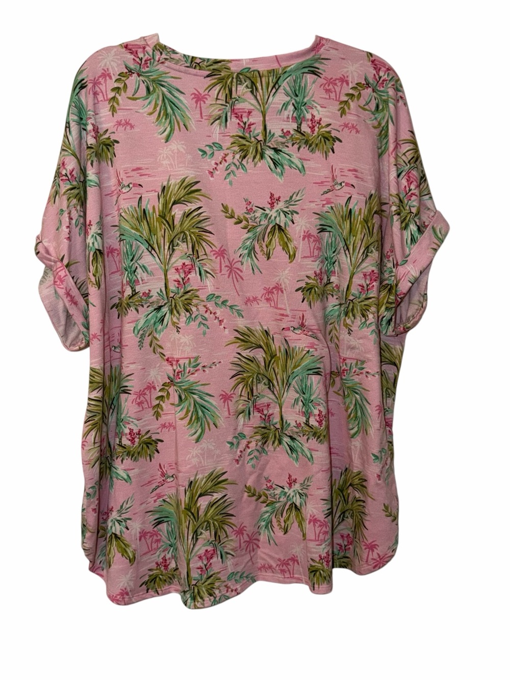 crown & ivy Pink Tropical Palm Print Short Sleeve Tee - Picture 5 of 5
